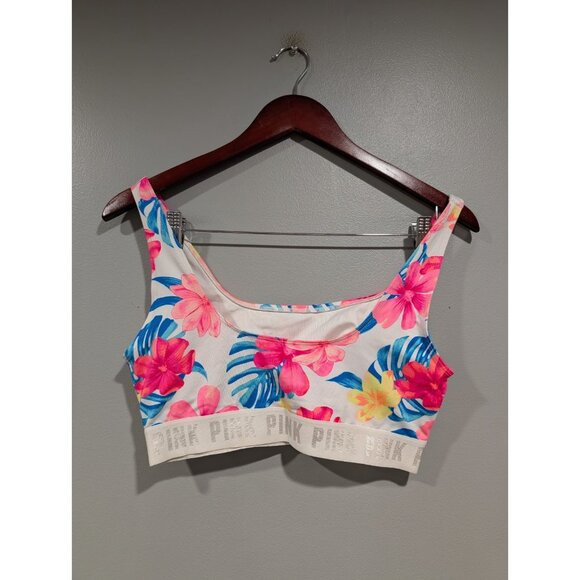 Victoria's Secret Pink Sports Bra Womens Sz Large Ultimate Unlined Floral - Picture 6 of 13